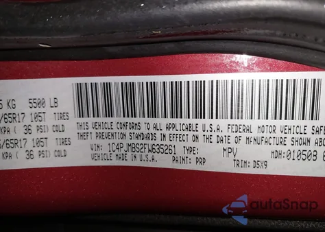 2015 Jeep Cherokee Trailhawk from USA, damaged, VIN 1C4PJMBS2FW635261